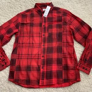 BDG Button-Up Shirt Mens Size Medium Red Black Check Plaid Urban Outfitters NEW